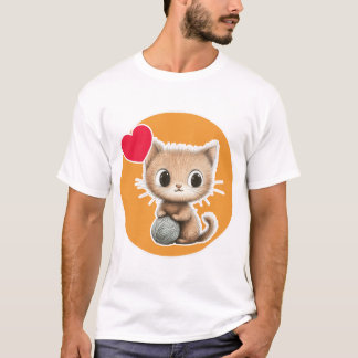 Camiseta Gatito adorable con su bola de hilo