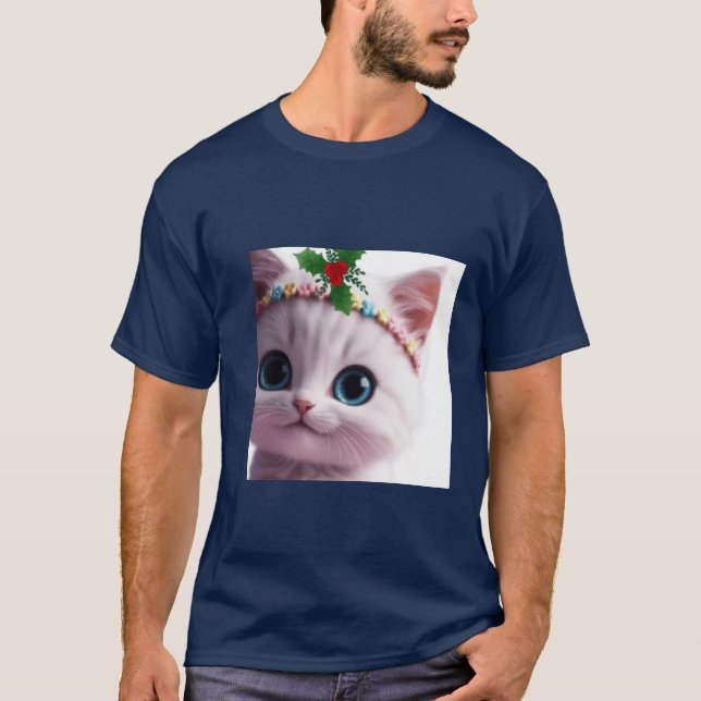 Camiseta Gatito adorable de ojos estriados con luces de ani (Anverso)