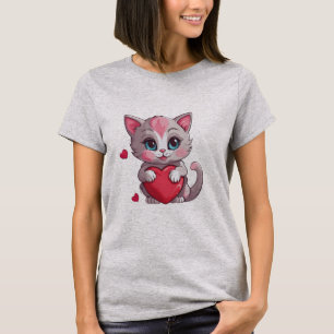 Camiseta Gatito adorable del día de San Valentín
