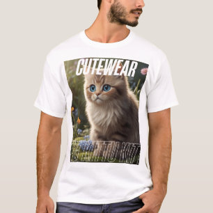 Camiseta Gatito Adorable en Jardín de Flores - Aesía de Gat