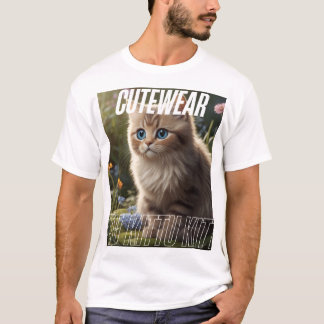 Camiseta Gatito Adorable en Jardín de Flores - Aesía de Gat
