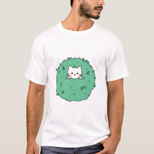 Camiseta Gatito Adorable en un Arbusto