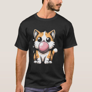 Camiseta Gatito Adorable Gato Soplando Chicle Amuletos Niña