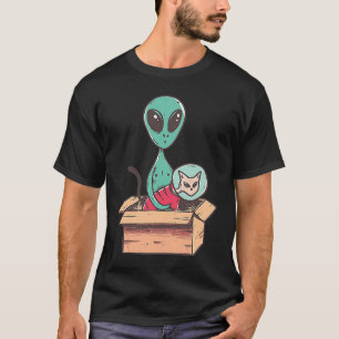 Camiseta Gatito Alien Nave Espacial de Cartón Cosmonauta Ga