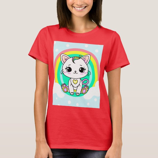 Camiseta Gatito arcoiris (Anverso)