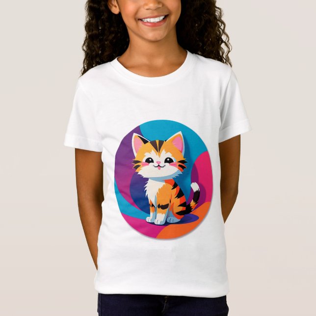 Camiseta Gatito Atigrado Naranja Juguetón (Anverso)