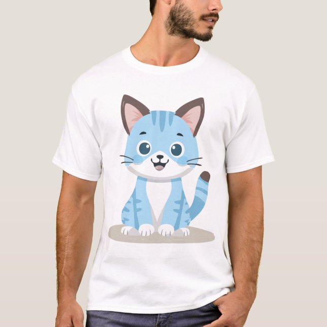 Camiseta Gatito azulado Adorable (Anverso)