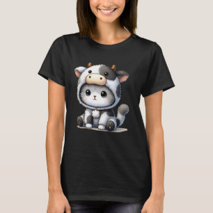 Camiseta Gatito bebé lindo en disfraz de vaca Miau vaca