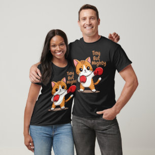 Camiseta Gatito Boxeador Pequeño Pero Poderoso - Adorable G