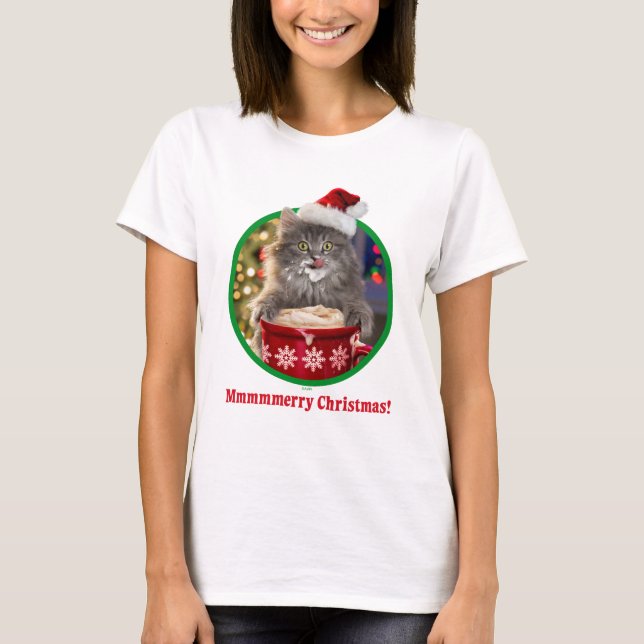 Camiseta Gatito caliente del cacao del navidad lindo (Anverso)