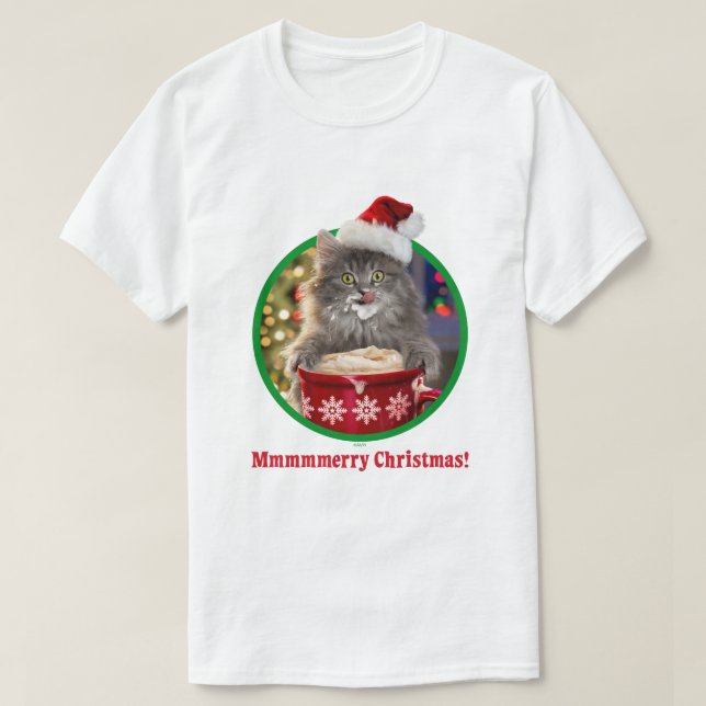 Camiseta Gatito caliente del cacao del navidad lindo (Diseño del anverso)