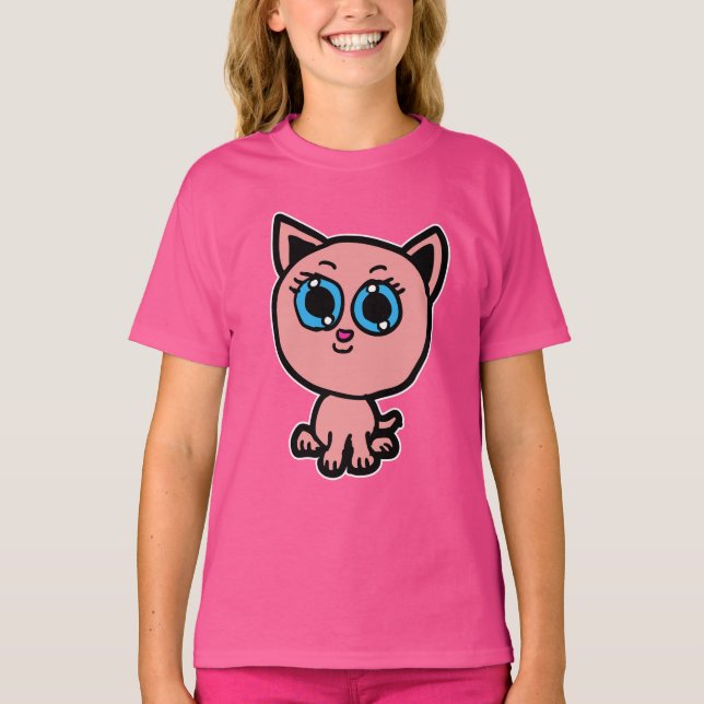 Camiseta Gatito Chibi Rosa (Anverso)