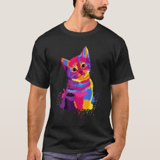 Camiseta Gatito Colorido Lindo Mamá Papá Gato
