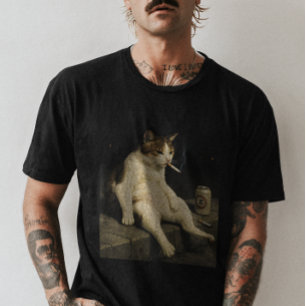 Camiseta Gatito con Cigarrillo Meme Divertido de Gato Fuman