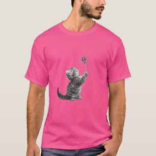 Camiseta Gatito con Dandelion, gato delicioso y arte floral