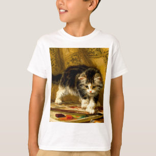 Camiseta Gatito con pintura y brochas