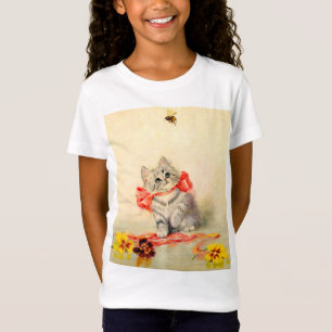 Camiseta Gatito con un lazo rojo