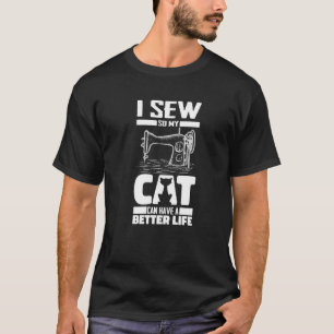 Camiseta Gatito cosiendo Alcantarillado Costurera Artesanía