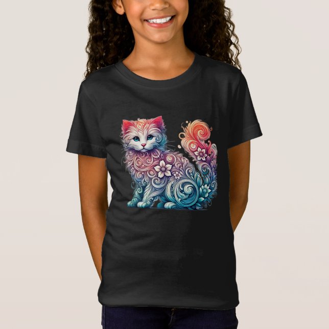 Camiseta Gatito de acuarela caprichosa (Anverso)
