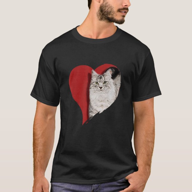 Camiseta Gatito De Amor Cardiaco Para Animales Y Gato Cuto  (Anverso)