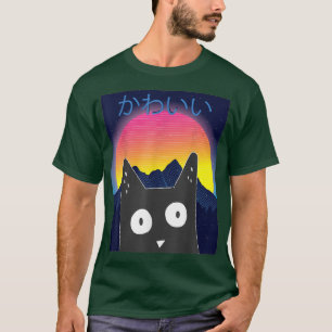 Camiseta Gatito de ánime retro lindo Neko Synthwave Japón 8