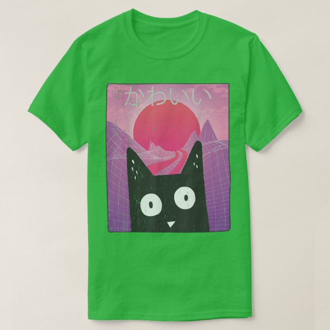 Camiseta Gatito de ánime retro lindo Neko Synthwave Japón 8 (Diseño del anverso)