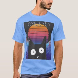 Camiseta Gatito de ánime retro lindo Neko Synthwave Japón 8