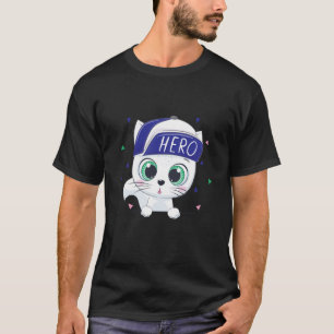 Camiseta gatito de bebé gatito lindo sombrero héroe