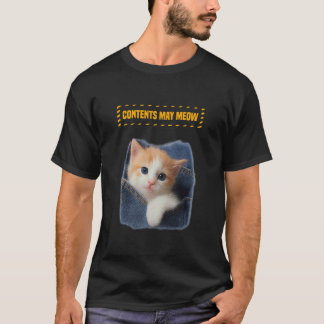 Camiseta Gatito De Bolsillo Adorable, Gráfico Divertido Par