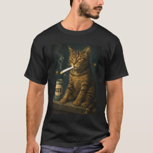 Camiseta Gatito de cigarrillo bebiendo meme de gato estúpid