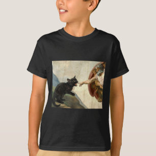 Camiseta Gatito de gato negro mordiendo la mano de los dios