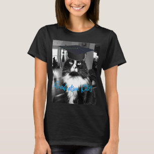 Camiseta Gatito de Graduación Gato Negro y Blanco Graduando