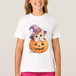Camiseta Gatito de Halloween en calabaza de Jack O Lantern 