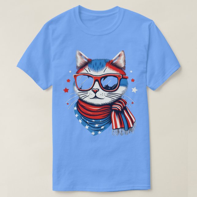 Camiseta gatito de meowica gafas de sol bandera estadounide (Diseño del anverso)