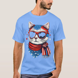 Camiseta gatito de meowica gafas de sol bandera estadounide