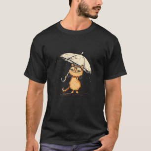 Camiseta Gatito de moda con paraguas para amantes del uso m