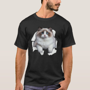 Camiseta Gatito de ojos azules Tela rota Himalaya Birmano R