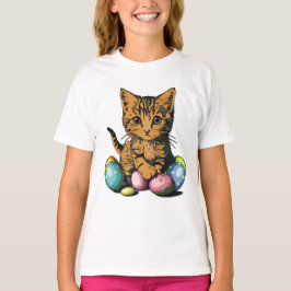 Camiseta Gatito de Pascua Calico o Tabby Naranja Kitty