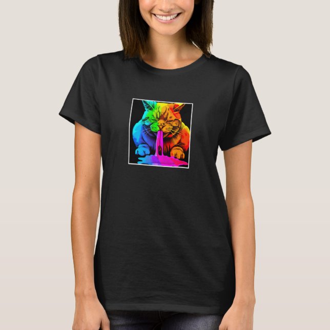 Camiseta Gatito de pop con arco iris (Anverso)