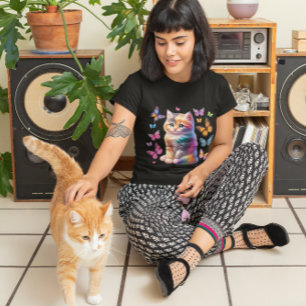 Camiseta Gatito de sublimación de gatitos de arcoiris y mar