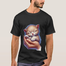 Camiseta Gatito Dormido Dulce en Manos Gato Pequeño Pacífic