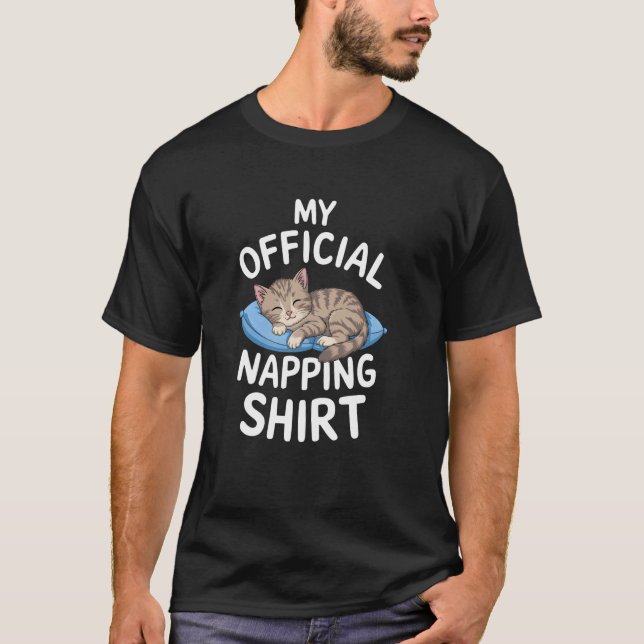 Camiseta Gatito Dormilón - Mi Siesta Oficial (Anverso)