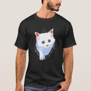 Camiseta Gatito Dulce Ropa De Tela Rota Blanca Gato Lindo