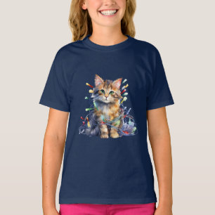 Camiseta Gatito en luces de navidades