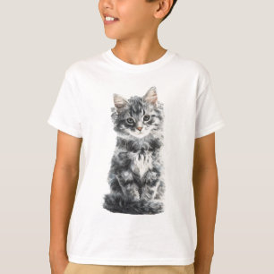 Camiseta Gatito esponjoso de plata Maine Coon para niños
