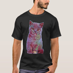 Camiseta Gatito Esponjoso Gato Lindo Trippy Psicodélico