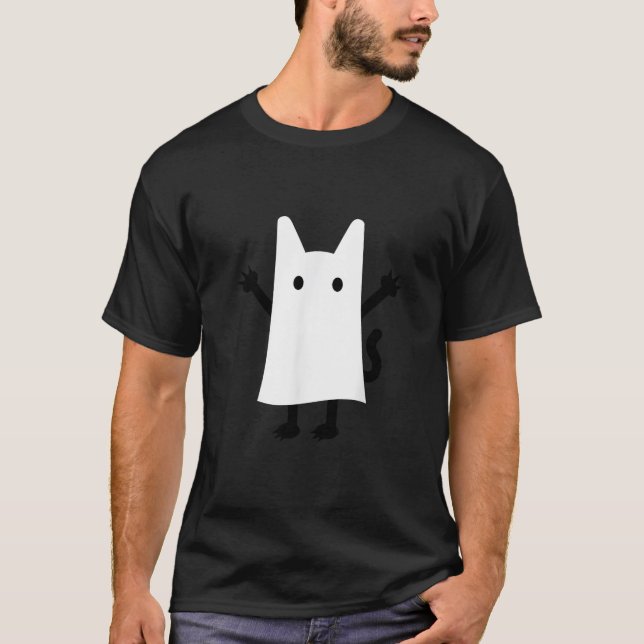 Camiseta Gatito Fantasma de Halloween  (Anverso)