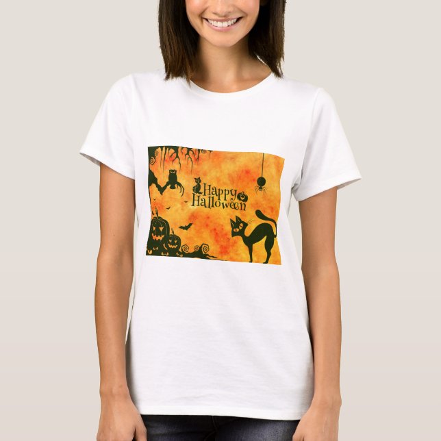 Camiseta gatito feliz de halloween (Anverso)