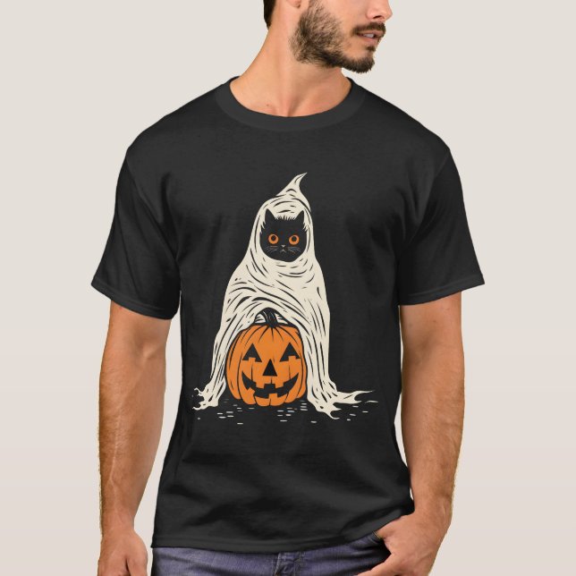 Camiseta gatito feliz de halloween (Anverso)