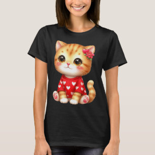 Camiseta Gatito Gato Precioso de San Valentín con Corazón 